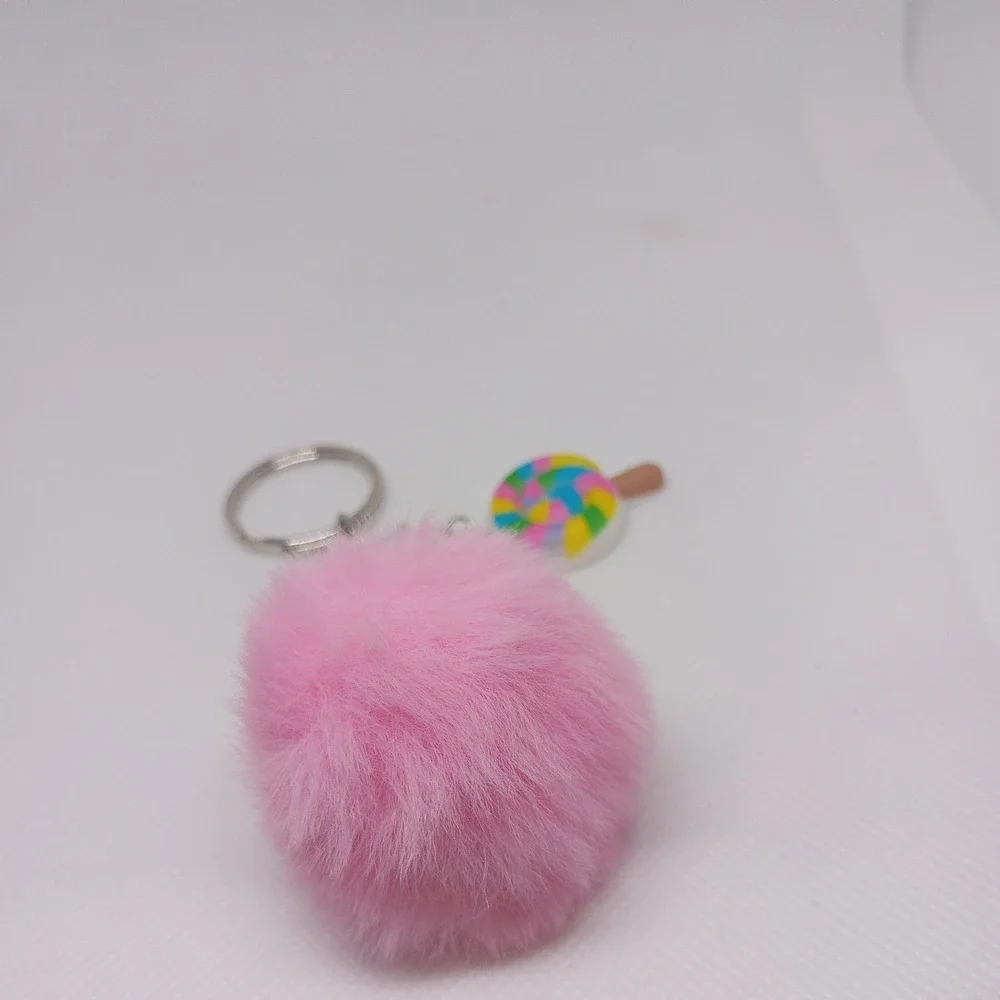 Hand Made Mini Lolipop Charm With a Light Pink Pom Pom